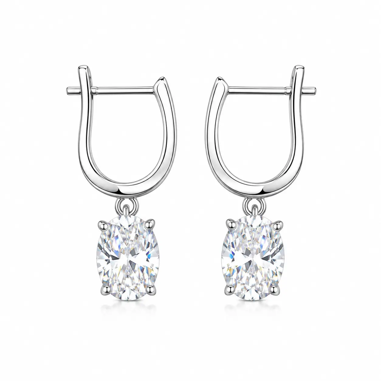 EWZ-701 VVS1 1.5CT Oval-Cut Moissanite Drop Earrings, Fashion Costume Jewelry Accessories
