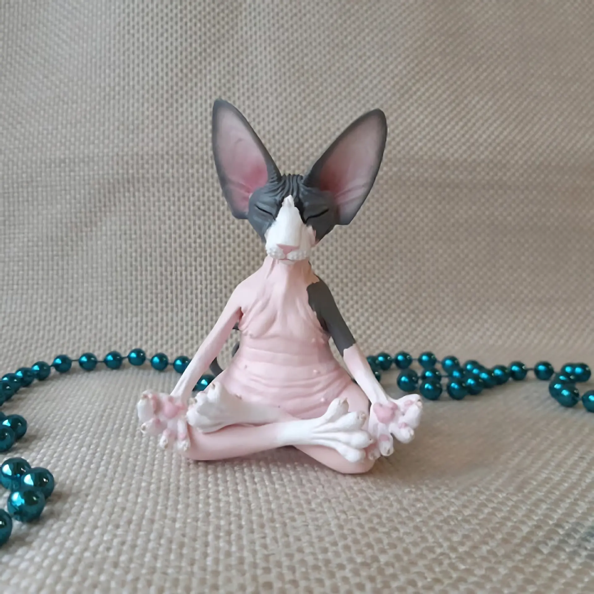 Hairless Cat Resin Decorative Piece - Cartoon Cat Home Decor Craftwork