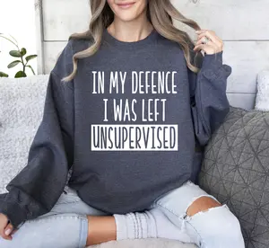 I Was Left Unsupervised Funny Sweatshirt, Sarcastic College Sweatshirt, Women's Crew Neck, Crewneck