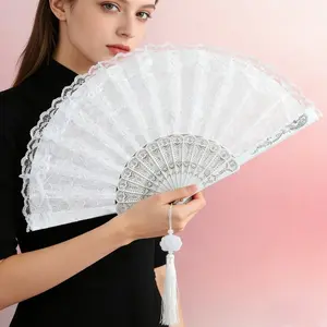 Elegant Retro European Folding Lace Fan, 1 Count Portable Handheld Fan, Cooling Accessories for Weddings, Nightclubs, and Role Playing