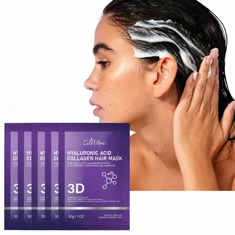3D Collagen Creamy Hair Mask - 30g Alcohol-Free Hydrating Haircare Moisturizer, Hyaluronic Damage Repair Treatment, Deep Conditioning Lightweight Non-Greasy Conditioner for All Hair Types, Daily Elegance Smooth Easy-to-Comb Result