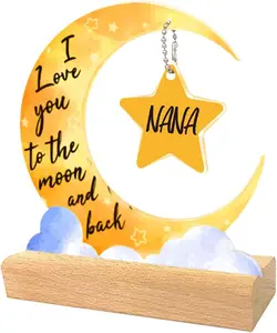 Mother's Day Gift for NaNa,NaNa Birthday Gift,Gift for NaNa from Grandchildren,I Love You NaNa Gifts, I Love You to the Moon and Back Gift Moon Star Sign Acrylic Plaque