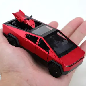 1:36 Alloy Pickup CyberTruck Pull-Back Car Collection for Boys and Children, One Large and One Small vintage Toy Car