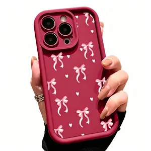 Stylish Bow-Design TPU-Silicone Smartphone Casing, Shockproof Durable Slim Cover for iPhone 17/16/15/14 Pro Max/13/12/11/X/XS Devices, with Full Camera Protection, Mobile Phone Accessory