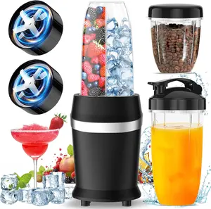 12- Smoothie Blender Maker 25,000 RPM Personal Blender for Ice Crushing Smoothies & Frozen Drinks Nuts with 23oz, 32oz, 37oz Portable Cups Two 6-Leaf Stainless Steel , Matte Black