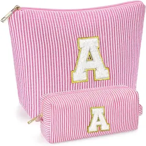 2PCS Makeup Bags Teen Girl Gifts Trendy Stuff - Personalized Christmas Gifts for Women - Stocking Stuffers for Teen Girls - Cosmetic Bag for Travel Toiletry - 11 12 13 14 15 16 Years Old Gift - Pink A