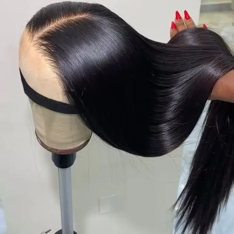 SUKI ORIGINAL Glueless Wig 16-36 inches Human Hair Bone Straight 7x5 HD Transparent Pre Cut Lace Closure 180% Density Natural Black Virgin Hair