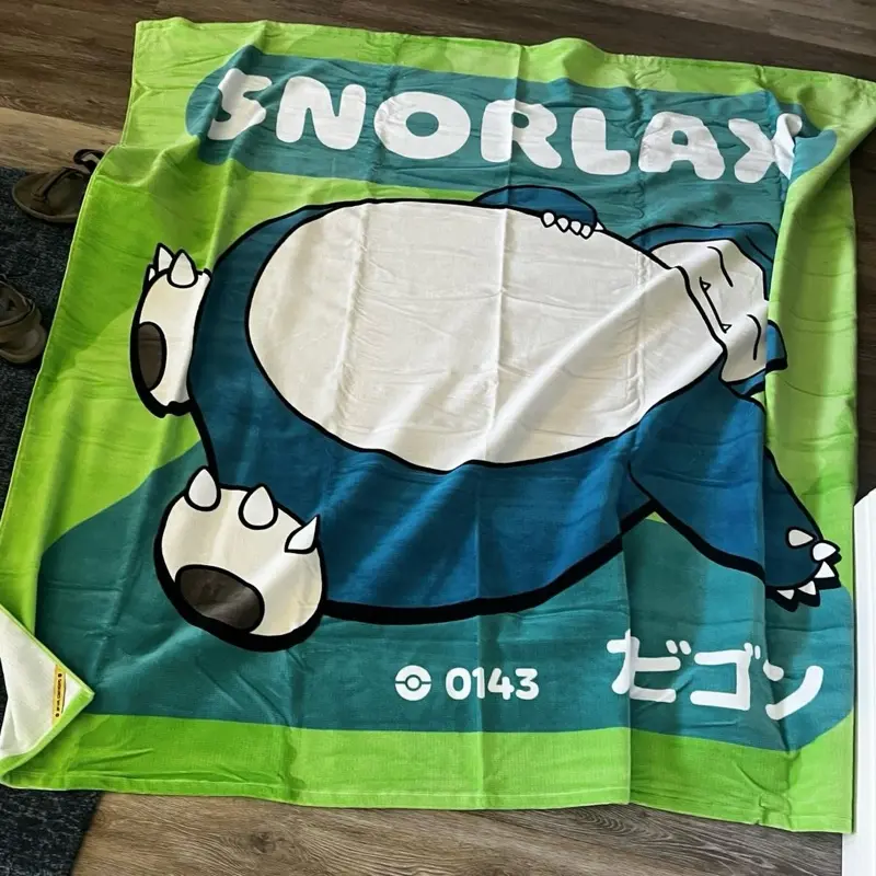 Pokémon Giant Snorlax Design Large-Size Towel - Casual Home Bathroom & Beach Towel for All Ages, Pool Use, Sunbathing - Ideal for Fans