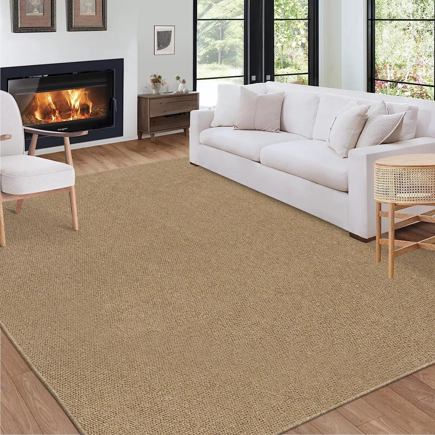 【GARVEE】8x10 Area Rug Modern Solid Textured Rug Non Slip Backing Accent Carpet Classic Taupe Rug Washable Bedroom Rugs Soft Low Pile Non Shedding Indoor Rugs for Living Room Nursery Playroom Dorm