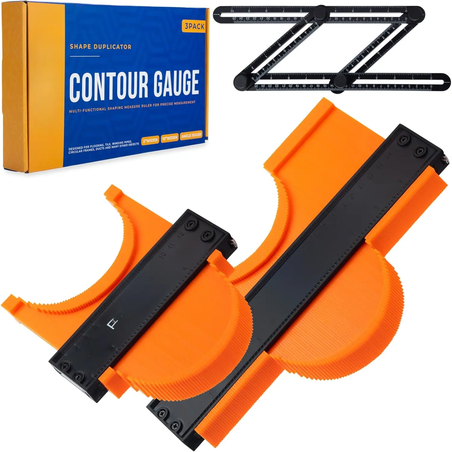 Contour Duplicator with Angle Finder - 10+5" Profile Gauge for  Cuts in Woodworking & Tile Projects