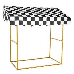 42 1/4" x 54" Black & White Checkered Tabletop Hut with Frame - 2 Pc.