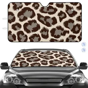 Car Windshield Sun Shade Leopard Print Beige And Brown Animal Pattern for Vehicle Protection Against Sunlight And Heat