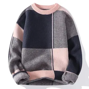 Winter Handsome Plaid Sweater Men Harajuku Mens Jumper Thick Warm Turtleneck Pullover Men High Male Christmas Sweaters