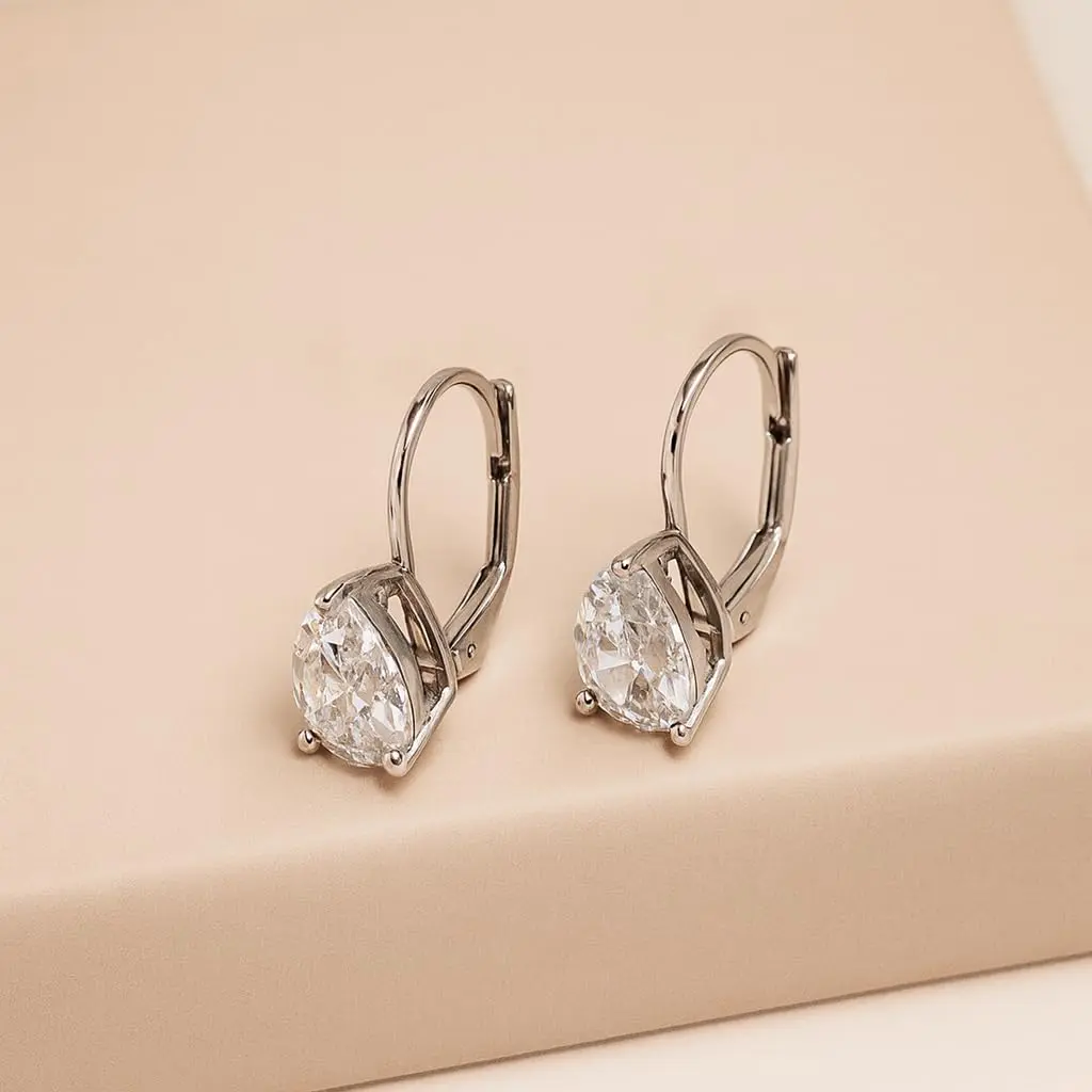 Lecalla 925 Sterling Silver Teardrop Solitaire Drop Earrings for Women, 15mm Pear Cut CZ Leverback Jewelry, Elegant for Daily Wear & Anniversary Gift, Women's Fashion, Casual, Cubic Zirconia, Female, Lever Back