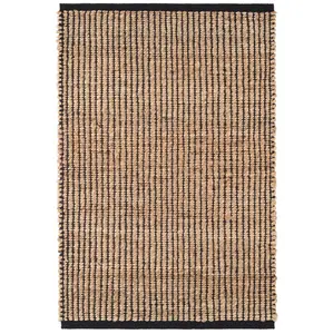 Gridwork Black Handwoven Jute Rug 10x14