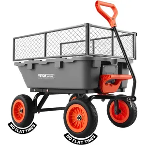 VEVOR 800lbs Poly Dump Garden Cart, Heavy Duty Yard Dump Cart Wagon, 4 Wheel Wheelbarrow with 10in Tires, 180Rotating Handle, Steel Frame and Quick Release SystemVEVOR Super Brand Day