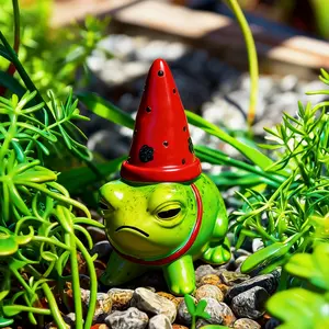 Party Hat Frog Statue, Creative Resin Frog Sculpture, Outdoor Waterproof Indoor Decor, Garden Lawn Ornament, Room Display, Garden Accessories, Garden Gnome Statue