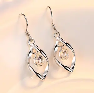Silver Reduction Silver Dangle Earrings w/ Moissanite Stone
