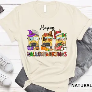 Happy Hallothanksmas School Bus Shirt | Hallothanksmas Shirt For Driver