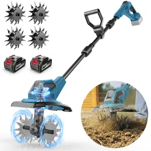 21V Battery Powered Garden Tiller, 48 Steel Tines Electric Cultivator, 9" Working Width 8" Depth Cordless Rototiller with Adjustable Handle, for Gardening, Weeding, Soil Loosening, Farm, Yard, Vegetable Plots