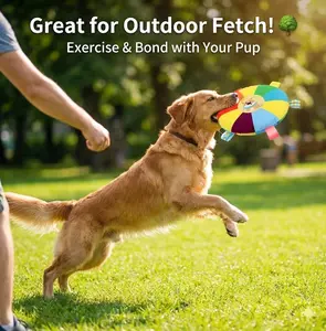 Anti-Anxiety Dog Enrichment Toy | Durable Plush Squeaky Frisbee for Gentle Chewers | Relieve Stress & Energy - Safe Interactive Outdoor Play Puppy