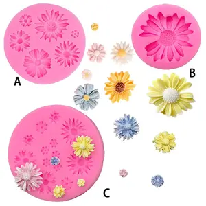 Daisy & Sunflower Shaped Silicone Reusable Mold, 1 Count Multi-purpose Floral Design DIY Baking Mold, Baking Tools for Home Kitchen Silicone Molds