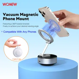 WONEW ZJ43 Pro Multi-Function 360 Rotating Foldable Magnetic Phone Holder Portable Vacuum Phone Mount with Electric Suction Cup Magnet Desktop Travel Tripod Stand for Navigation Outdoor Vlog（Better for Travel）
