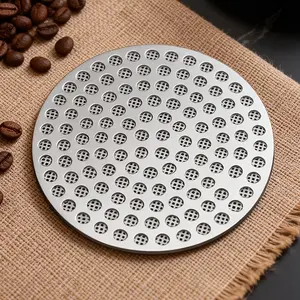 51/53/58mm Double-Layer Coffee Puck Screen, Portafilter Compatibility, Stainless Steel Durable Espresso Coffee Filter, Reusable Coffee Filter Screen, Enhances Espresso Extraction