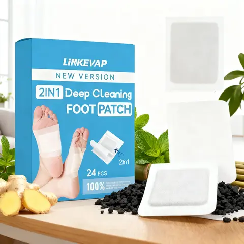 24PCS Bamboo Charcoal Foot Patches - Ginger, Wormwood & Tourmaline Herbal Blend with Zeolite, Comfortable Adhesive Strips for Alternative Treatment, Healthcare, Stress Relief, Sleep Aid & Daily Foot Care