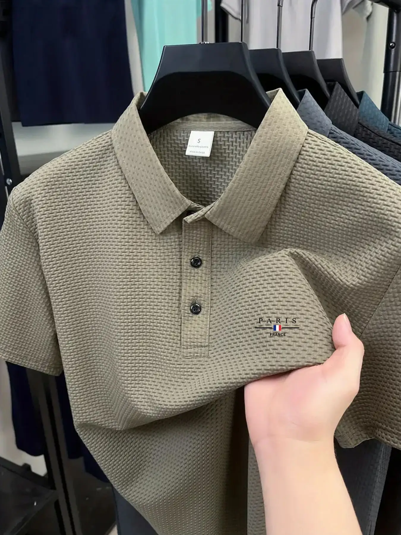 Paris Golf Course Men's Polo Professional Quick Drying Elite Social Robe Men's Ice Feel Quick Drying Casual Geometric Polo Shirt Polyester Spandex Blended Summer Moisture wicking Sweat