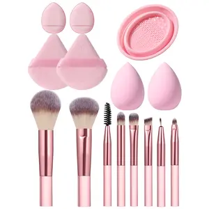 15PCS Makeup tool set, 8pcs makeup brush sets,1PC Cleaning brush,4PCS Makeup Puff,2PCS Makeup Sponge,Travel Essential,Valentine's Day,Travel Makeup Brush,Gifts For Women,Makeup Artist,Professional Complete Makeup Kit
