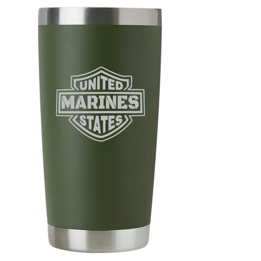 20oz USMC Marine Corps Tumbler – Custom Engraved Stainless Steel Travel Mug (USMC02)