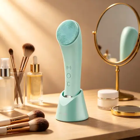 Heatable Vibrating Facial Cleansing Brush - Soft-Bristled Silicone Face Scrubber, Heat Vibration & Vibratory Skin Care Device for Deep Cleansing, Gentle Exfoliation & Massage, Electric Facial Cleanser for Women & Men (Mini Hygiene Product), Heat Vibration
