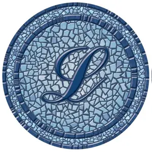 212 MAIN Circle Shape Mosaic Tiles Outdoor Pool Mat, 29 in. Dia. Chemical Resistant Monogram Design with Unique Look, Large Size, Swimming Pool, Pool Accessories