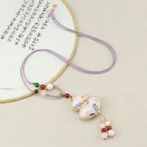 Purple Song Brocade Gourd Necklace | Good Luck | Peace | Happiness