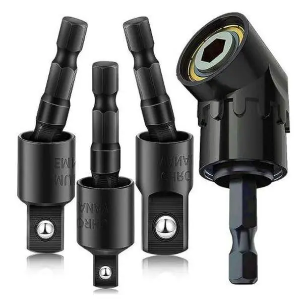 Impact Grade Sockets Adapter Set, 4 Counts Power Drill Sockets Adapter Set with 360° Rotatable Hex Shank Drill Adapters, Screwdriver Drill Bit Holder, Drill Attachment