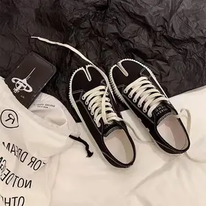Game‑Changing Split Toe Platform Sneakers, Breathable Off‑White Canvas Shoes, Edgy Casual Daily Outfit Footwear white