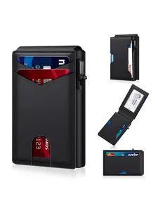 Minimalist ID Card Wallet with Rfid Protection, Credit Card Holder, Pop-Out Feature, Ultra-Thin Design, Metal Business Card Holder for Men, Gift Idea