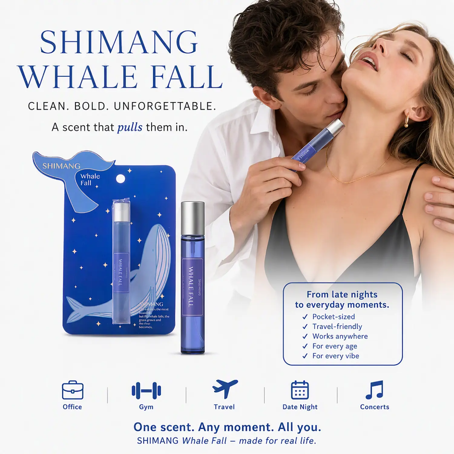 Women's Roll-On Pheromone Perfume, with pheromone formula, long-lasting fresh ocean breeze & floral scent, designed for her to make him crave you and share a wild passionate night. Perfect for Valentine's, Christmas & Anniversary. 10ml/0.3fl.oz. Fragrance
