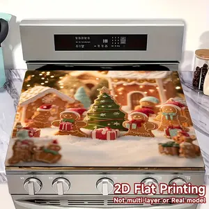 Christmas Gingerbread Oven Mat - Gingerbread House Snowflake Pattern Wear resistant Roof Protection Mat, Suitable for Gas/Electric Stoves, Washing Machines, Dryers - Easy to Clean Kitchen Decoration, Diatom Mud Oven Mat