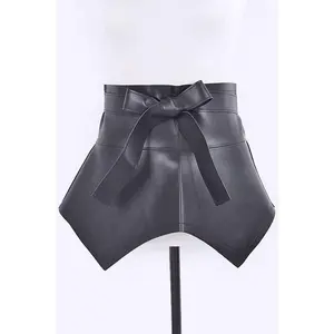 Black Faux Leather Peplum Belt