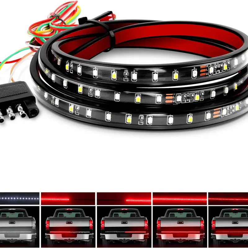 Nilight 60" LED Tailgate Light Strip, 108-LED Single Row Unit with 5 Full Functions, Red Running/Brake/Turn Signals, 200% Brighter White Reverse Underglow Car, 12V DC Positive Power, 4-Pin Connectors, Truck Accessory, Fathersday Gift, Light Bar Car, Led L
