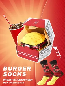 1 pairs of cute and interesting burger-themed gift socks, new style for spring and summer, suitable for birthdays, Valentine's Day, Easter, Ramadan, Carnival, dates, parties and festivals. Great gifts for vacations, travel, gyms and other occasions.