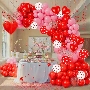 Valentines Day Balloon Arch Garland Kit, Red Pink Heart Confetti Balloons with Red Heart Balloons for Valentine's Day Decorations Proposal Wedding Anniversary Engagement Party Decorations