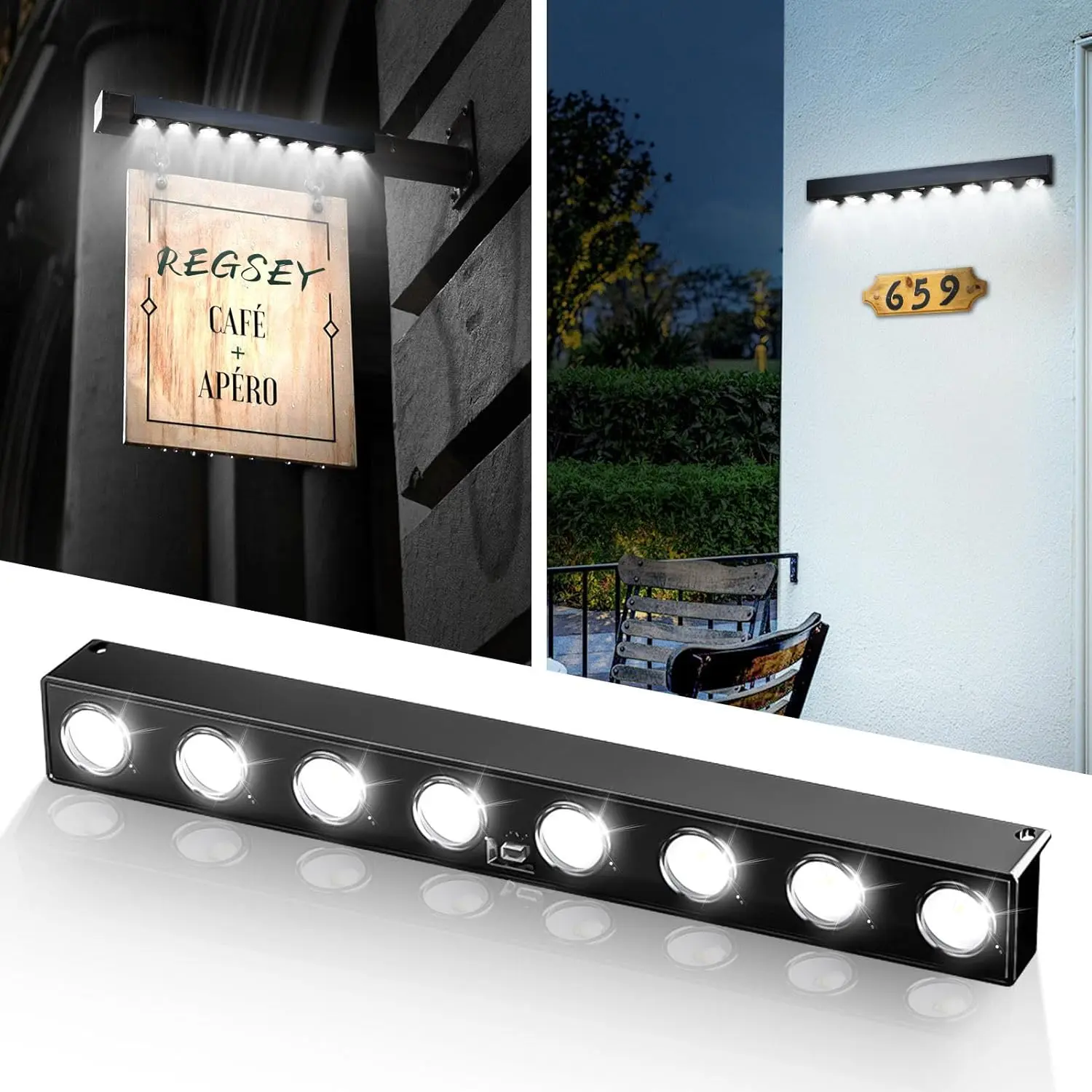 Solar  Sign Posts Lights - Outdoor Dusk to  Solar LED Signboard Lights for Outdoor Signs,  Sign Posts,House Number,Commercial Signs and More