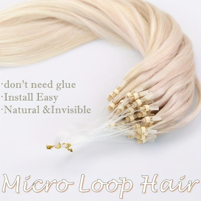 50 Strands Micro Ring Micro Loop Human Hair Extensions 30g, Natural Straight 12-28 Inch, Fish Line Design, No Glue Easy Install, Thin Ends Silky Smooth, No Tangle No Shedding, Invisible Natural Look for Women Daily & Party Use