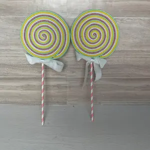 Green, Pink, White, Yellow Foam Lollipops (2)