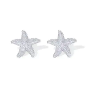 Posts Starfish Statement Earrings for Women Chunky Ocean Starfish Stud Hypoallergenic Jewelry Copper GD Material Bold Summer Accessory
