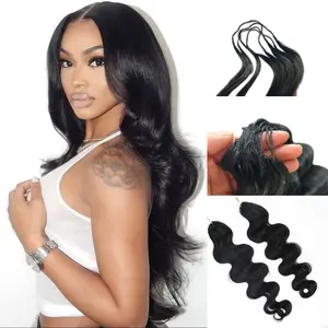 Feather Crochet Hair Pre Looped Crochet Human Hair Curly For Black Women Pre Separated Knotless Crochet Hair Human Hair Body Wave