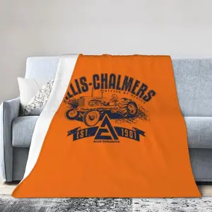 Allis Chalmers Fleece Blanket, Very Soft Microfiber Flannel Blanket for Couch Warm and Cozy for All Seasons, Black
